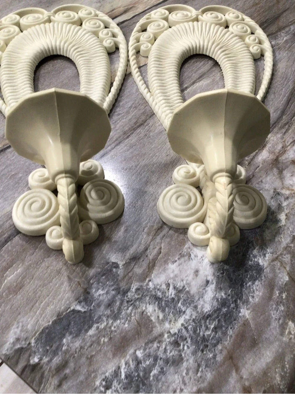 Vintage 1975 Burwood Products Faux Wicker Wall Sconce Pair MCM Boho Rattan 17